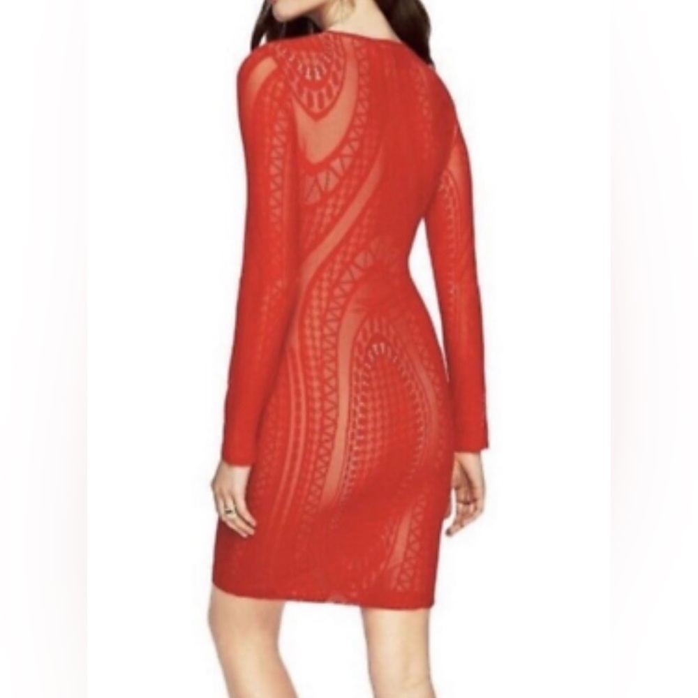 BCBG MAXAZRIA LALA LACE BODYCON SCARLET DRESS